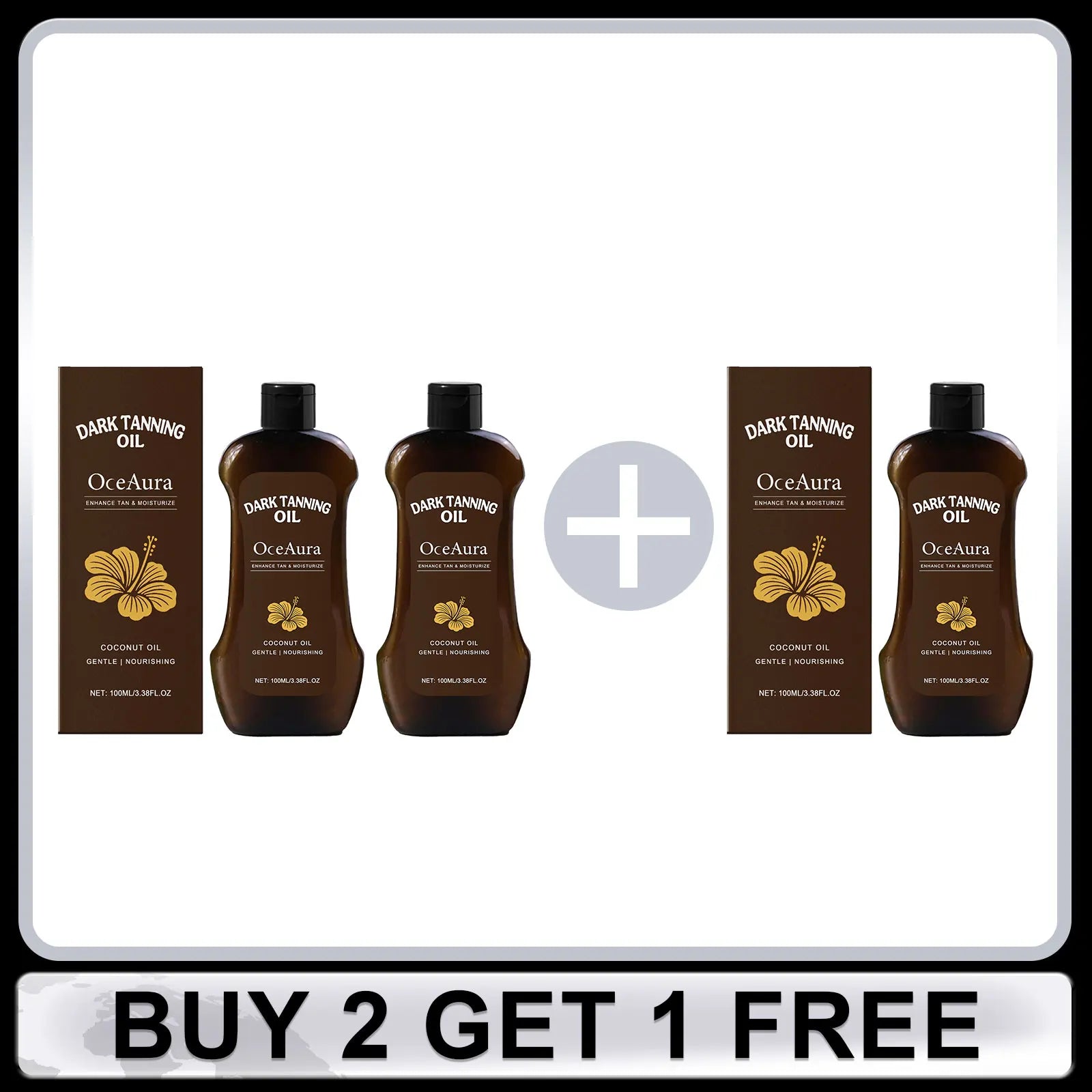 OCEAURA Coconut Dark Tanning Oil Long Lasting Bronzer Outdoor Summer Beach Brown Long Lasting Sunless Fake Tan Body Lotion 100m Oasis Select Buy 2 Get 1 Free