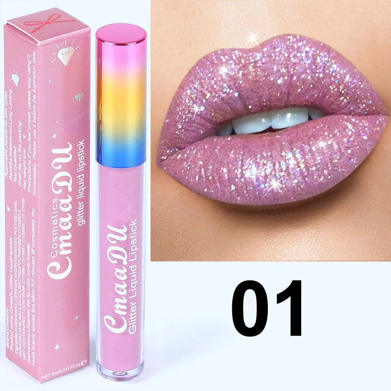 Pearlescent Shimmer Lip Gloss Lipstick Glitter Plumping Waterproof High Shine Lightweight Coral Metallic Y2K Daily Party Makeup Oasis Select 01