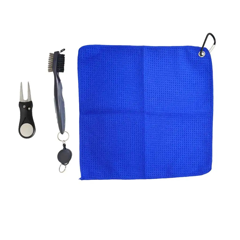 Golf Club Towel with Carabiner Clip Microfiber Golf Quick Dry Towel For Clubs Hands Face Oasis Select sets Blue30-30cm