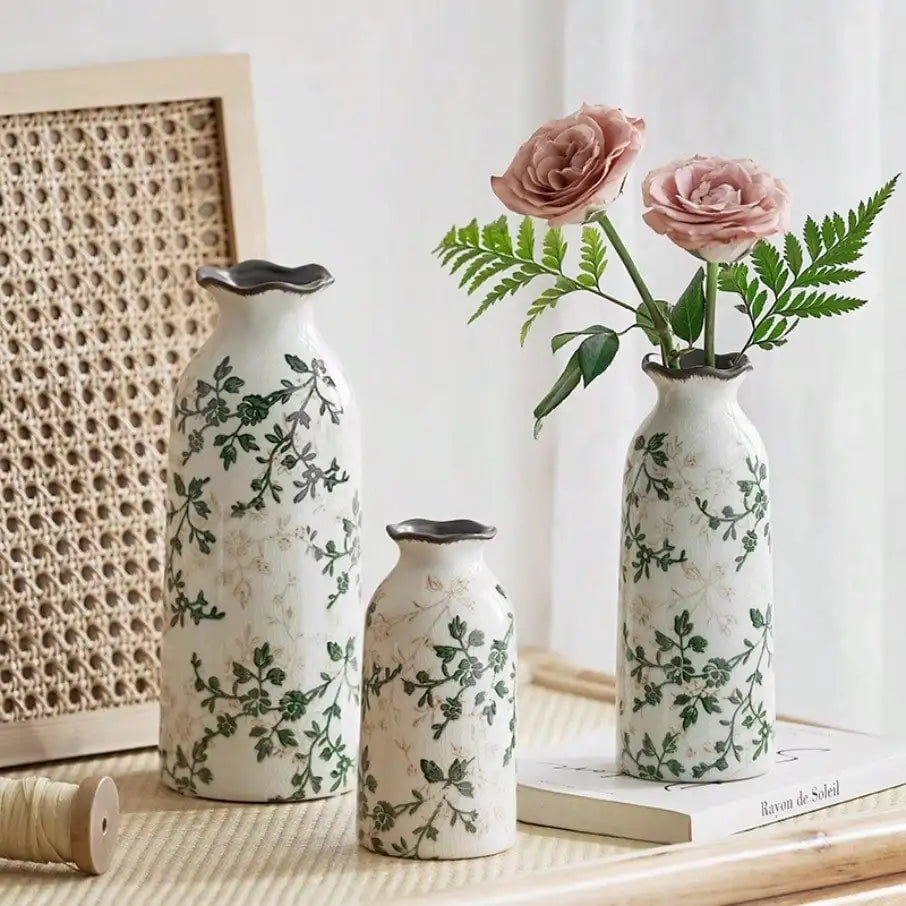 Crackle Ceramic Flower Vase Hydroponic Vase Table Decor Floral Arrangement Valentine's Day Gifts Birthday Graduation Gift Oasis Select