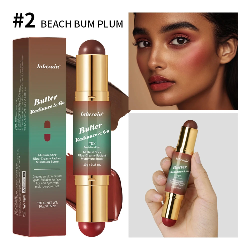 2 IN 1 Multiuse Stick Double Headed Bronzer Blush For Cheeks Eyes Lips Long Lasting Matte Glow Makeup Contouring Stick Makeup Oasis Select 02