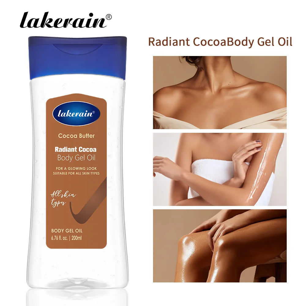 200ml Cocoa Body Oil Gel Moisturizing Hydration for Dry Skin Care Radiant Glowing Butter Treatment Nourishing Body Skin Care Oasis Select