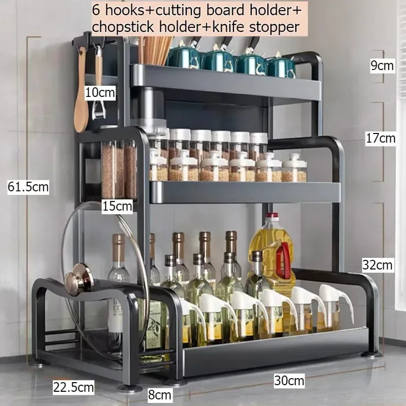 Multi-functional Household Cutting Board Seasoning Storage Rack