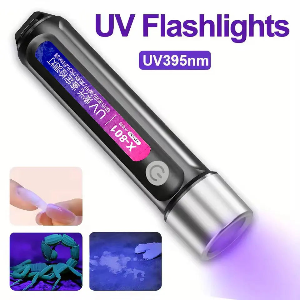 365/395nm UV Flashlight Rechargeable Mini Violet Torch Portable Ultraviolet Cat Tinea Money Ore Marker Inspection Flashlights Oasis Select