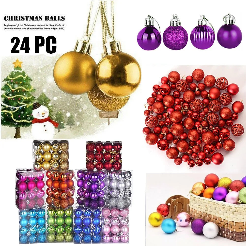 30mm Christmas Xmas Tree Ball Bauble Hanging Home Party Ornament Decor 24pc Tree Decoration Balls Xmas Party Hanging Pendant Oasis Select