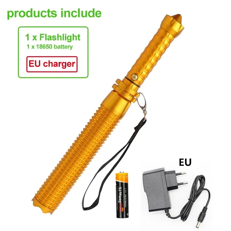 KDULIT Wolf Tooth Stick Flashlight Strong Light Charging Outdoor Super Bright Multi Functional Telescopic Self Defense Window Oasis Select EU with Battery