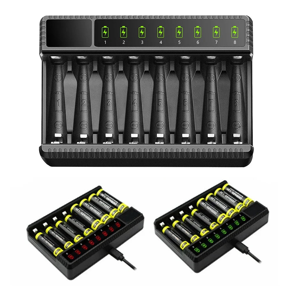 Intelligent Smart Battery Charger LED Display for 1.2V AA/AAA NiMH Rechargeable Batteries 8 Slots Ni-MH Battery Charger Oasis Select