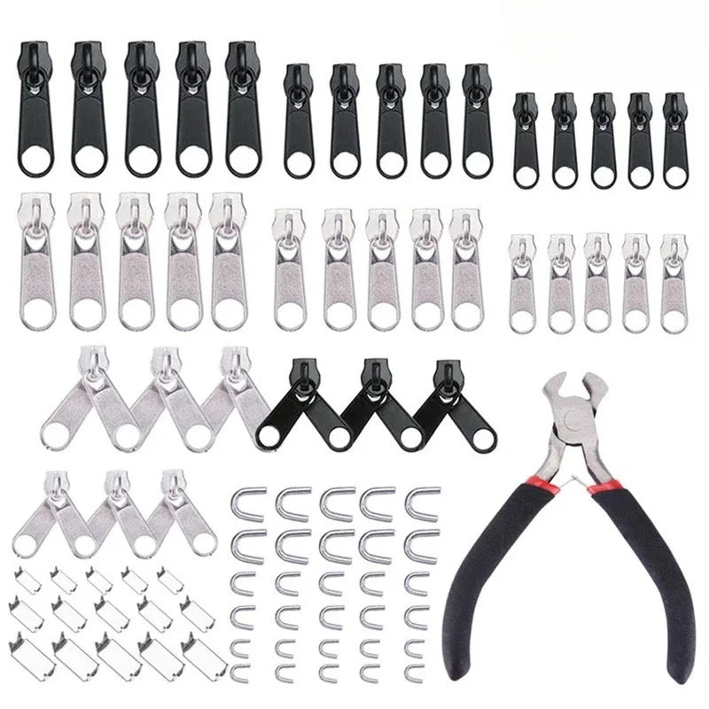 Zipper Repair Kit Easy Fix Zipper Slider Head Puller Closure Universal Replacement for Broken Wearable Household Oasis Select