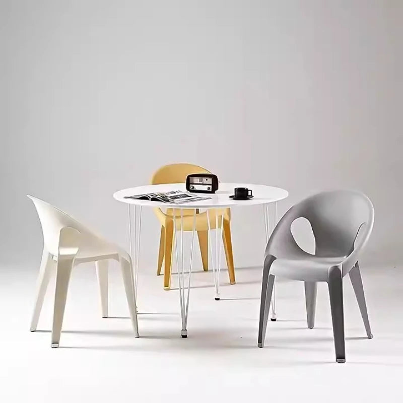 Hollow chair simple light luxury Nordic backrest chair outdoor home thickened casual dining chair rattan chair balcony stool Oasis Select