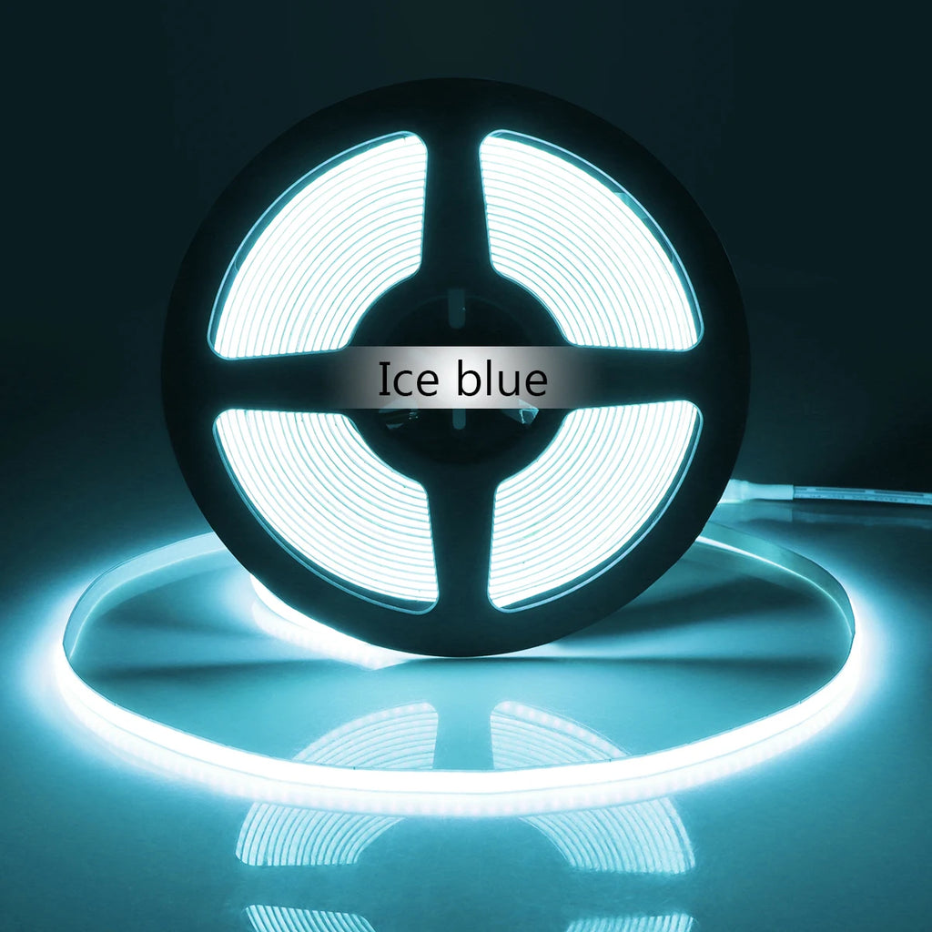 COB LED Strip Light Flexible Lamp Tape Neon Light 12V High Bright Kitchen Cabinet TV Desktop Screen BackLight Car Room Decor ﻿ Oasis Select Ice Blue 3m
