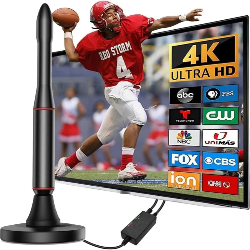 DVB-T HD Indoor TV Antenna with Amplifier Active HDTV DTMB Antenna for Clear Reception Oasis Select Red