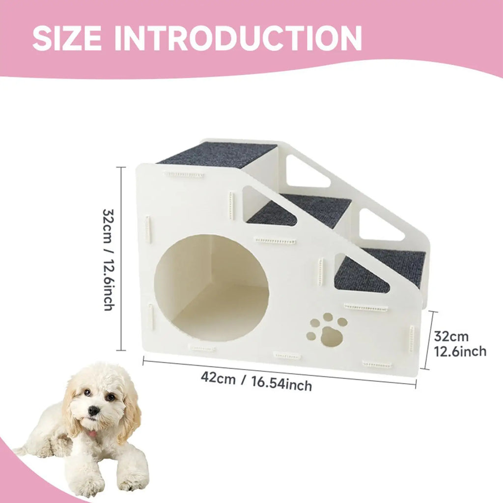 2 In 1 Foldable Non-Slip Ramp Dog Stairs Small Puppy Ladder House for Home Living Room Indoor Bedroom Dogs Puppy Cats Kitten Oasis Select