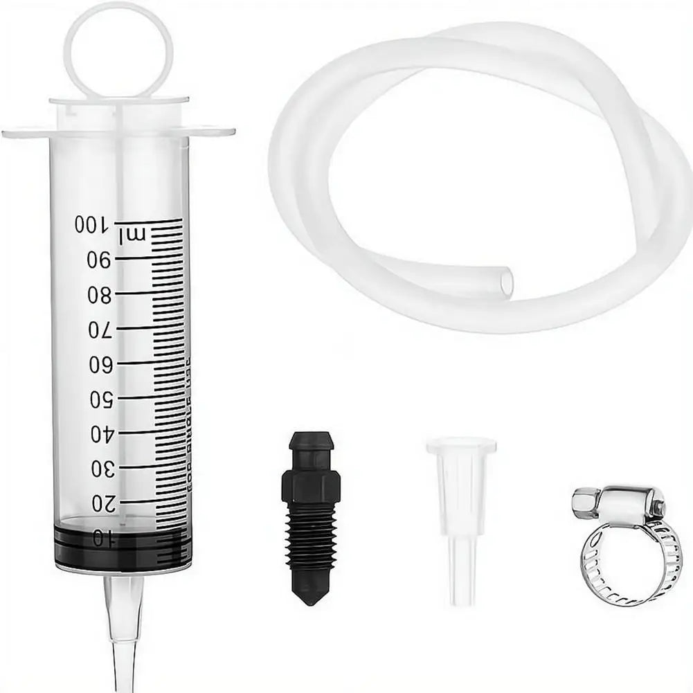 100ml Car Brake Fluid Extractor Syringe Kit With 50CM Hose Oil Pump Motorcycle Maintenance Tools With Clamp Adapter Bleed Screw Oasis Select