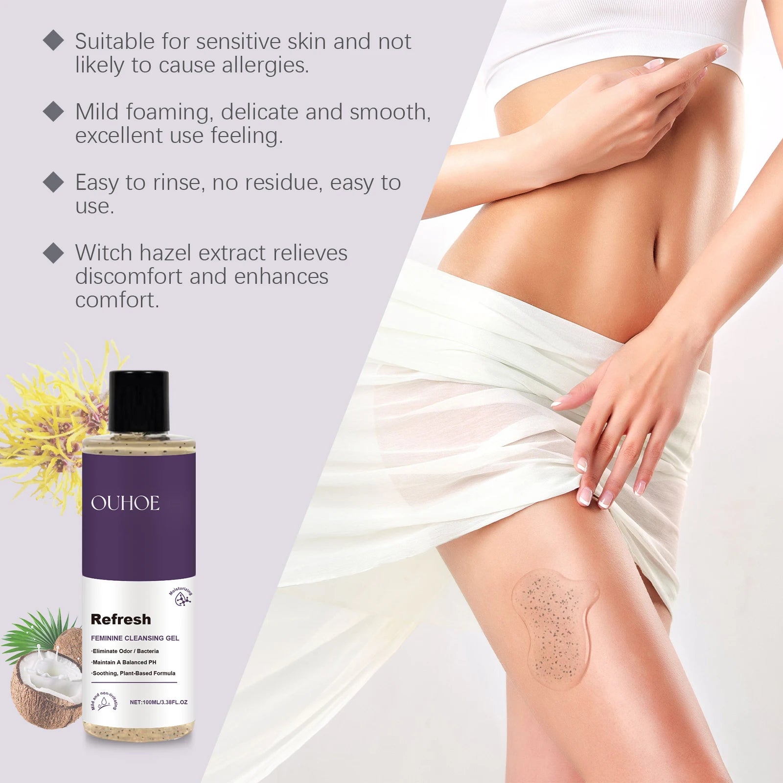 Feminine Wash Gel PH Balanced Long Lasting Moisturizing for Private Part Refreshing Cleansing Prevent Dryness Woman Healthy Care Oasis Select