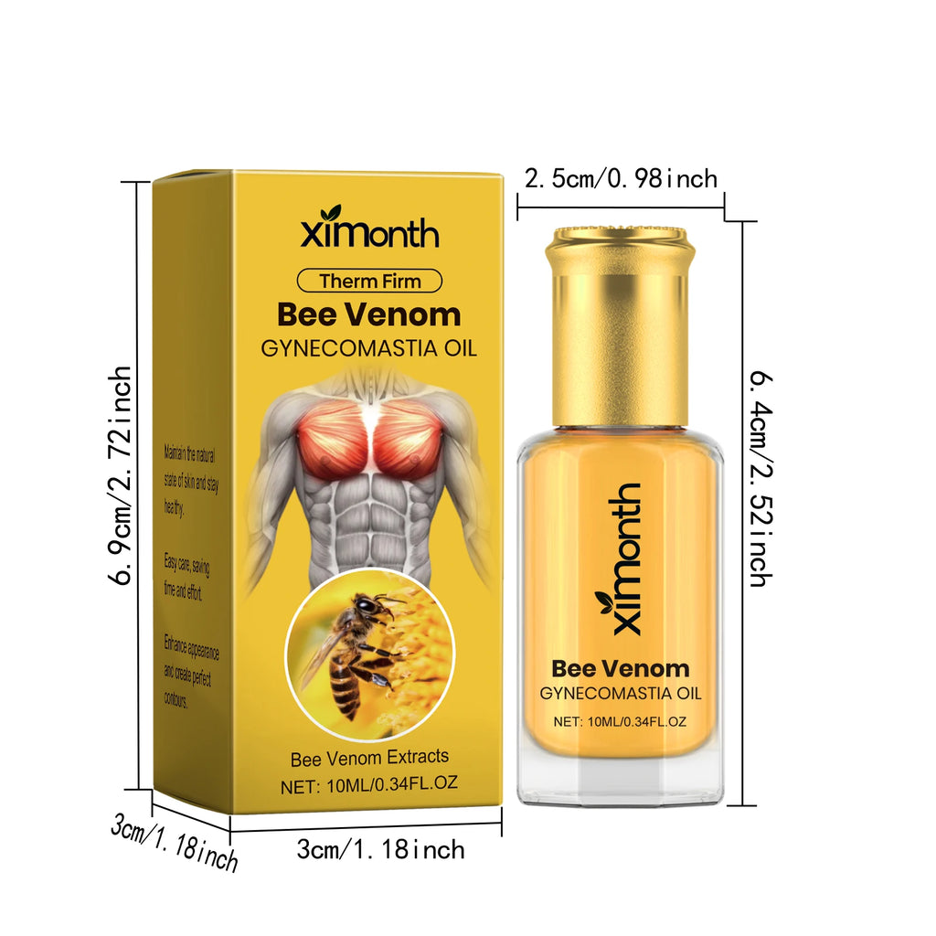 Bee Venom Men's Chest Massage Oil Firming Nourishing Care for Chest Contouring Tightening Elasticity Oil Men's Chest Skin Care Oasis Select
