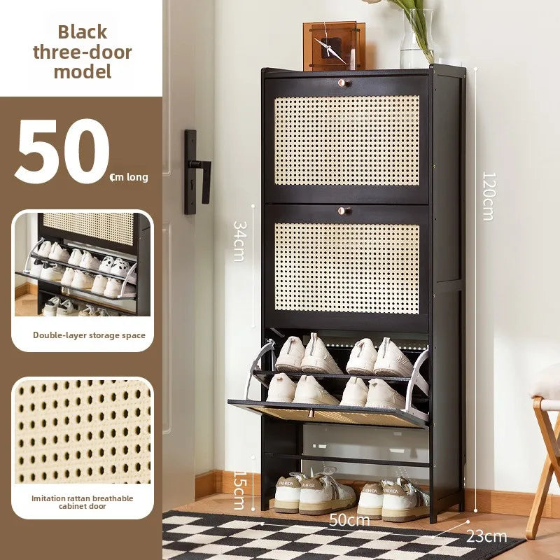 Household shoe cabinet door economical simple modern storage cabinet narrow large capacity tipping bucket small shoe rack Oasis Select Double 3-50