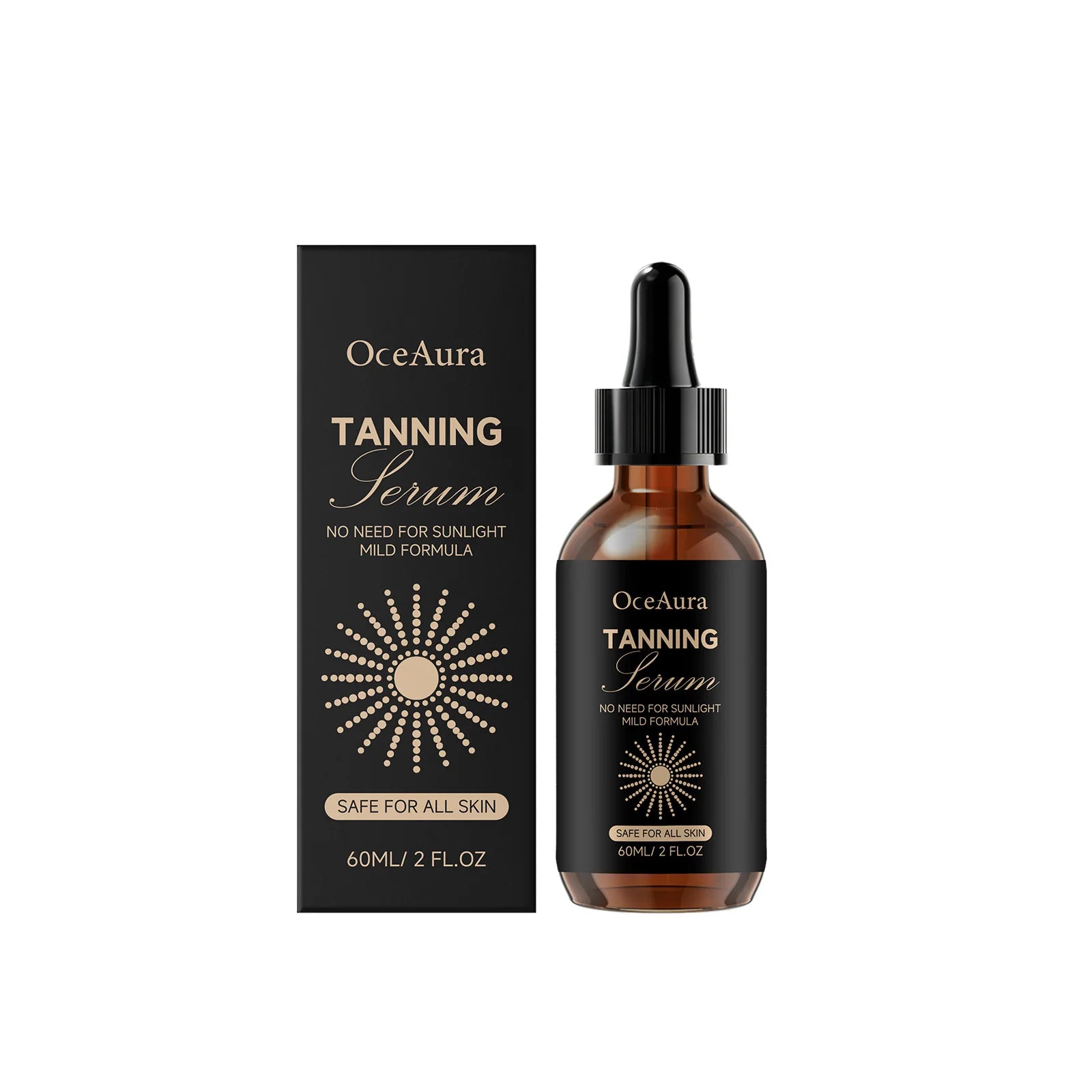 OceAura Self Tanning Serum – Streak-Free Sunless Bronzing Drops Self Tanning Serum Oasis Select 60ml Boxed