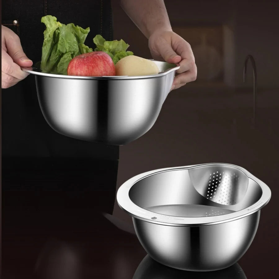 1pc Stainless Steel Fine Mesh Strainer - Multi-Purpose Rice Washer & Vegetable Fruit Sieve Bowl for Kitchen Food Drainer, Pasta Oasis Select