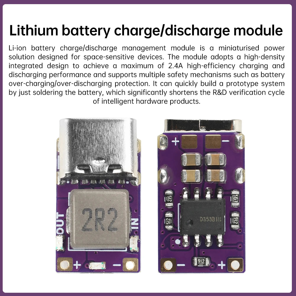 Mini DC 5V 2.4A Charge/Discharge Module 3.7V 4.2V 18650 Li-ion Battery Power Supply Module Type C DIY Electronic Kit Oasis Select