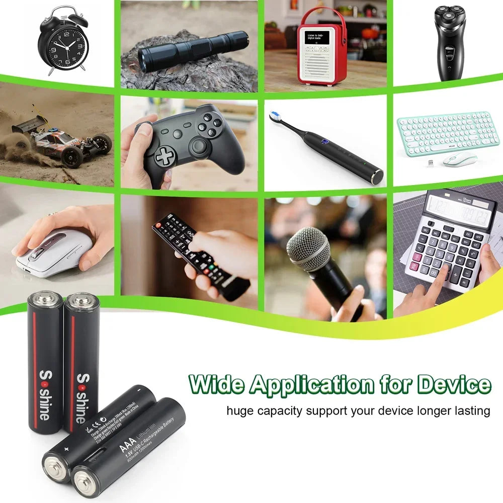 Soshine USB Lithium-ion 600mWh 1.5V AAA Rechargeable Batteries+2600mWh 1.5V AA Battery Li-ion AA and AAA Rechargeable Batteries Oasis Select