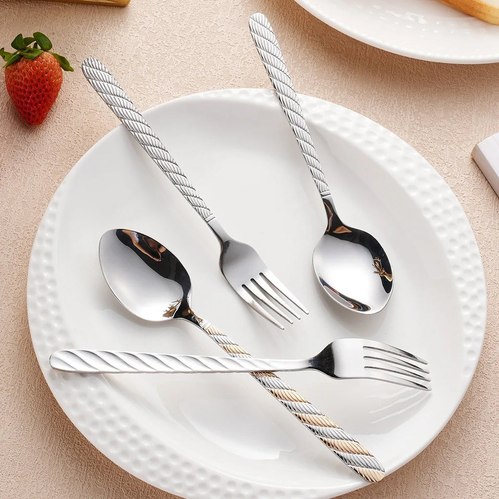 20-Piece Golden Stainless Steel Flatware Set – Knife Fork Spoon Flatware Set Oasis Select