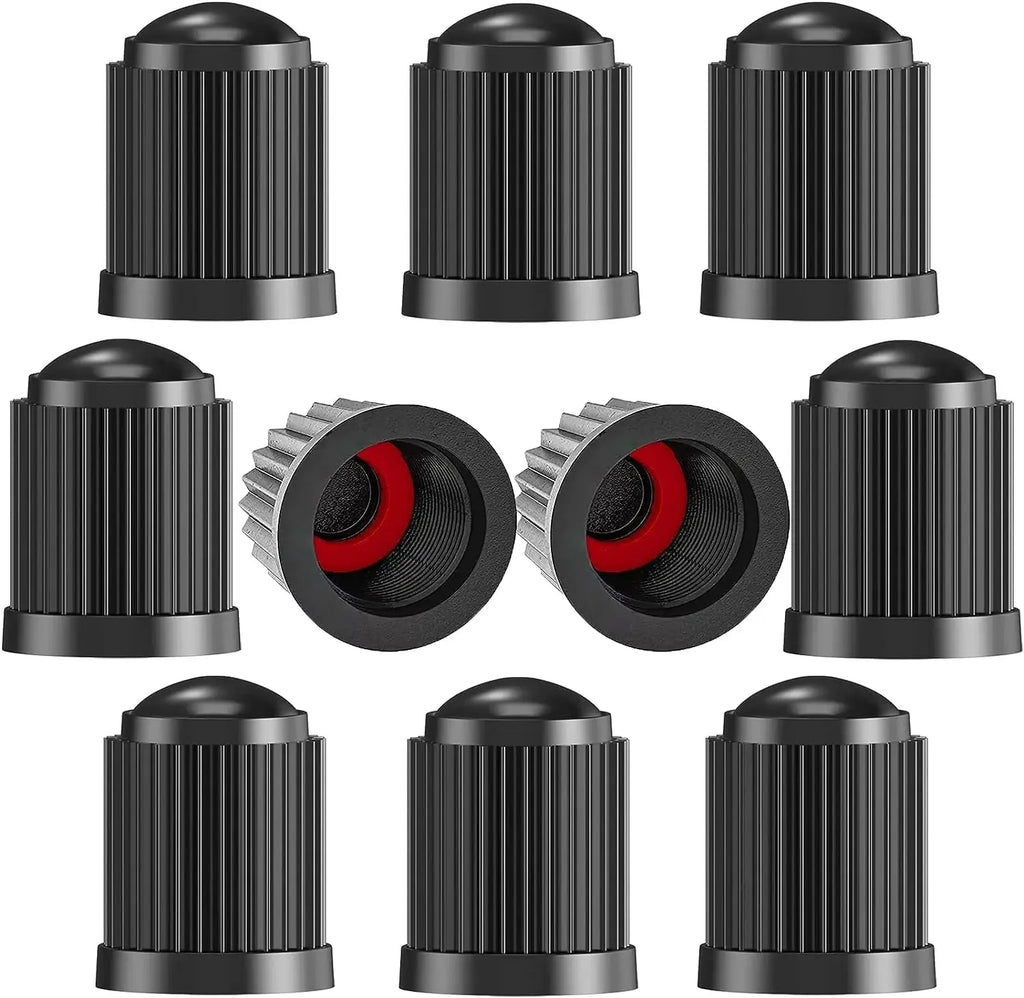Tire Stem Valve Caps Tyre Valve Caps with O Seal Ring, Universal Stem Dust Covers for SUV, Cars, Bike, Motorcycles, Trucks Oasis Select Black-10Pcs