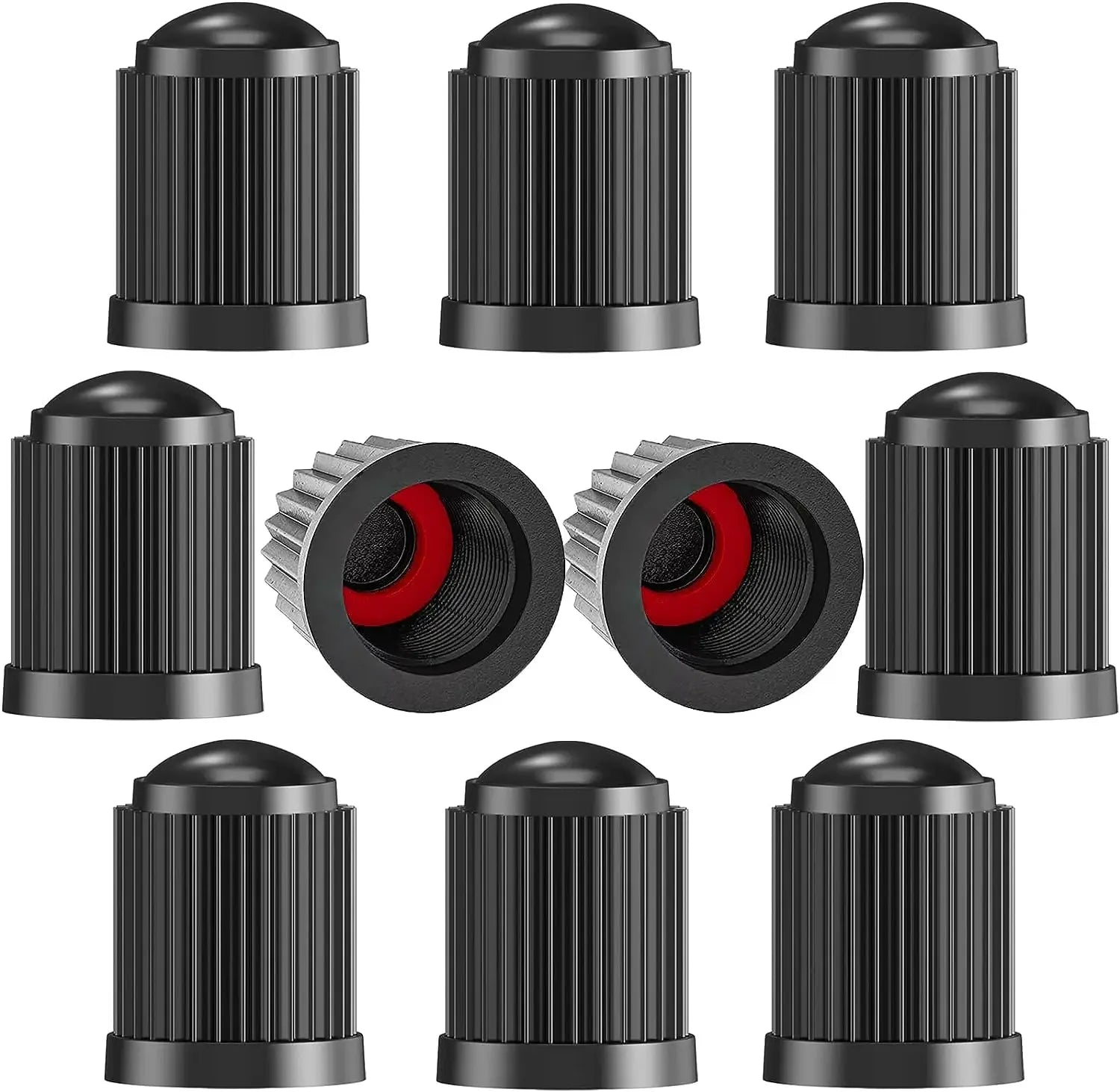 Tire Stem Valve Caps Tyre Valve Caps with O Seal Ring, Universal Stem Dust Covers for SUV, Cars, Bike, Motorcycles, Trucks Oasis Select Black-10Pcs