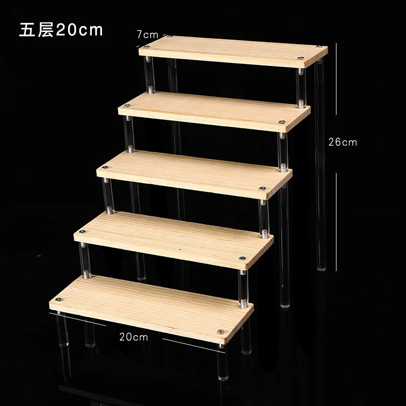 Wooden Multi-Layer Step Display Stand for Figures & Blind Box