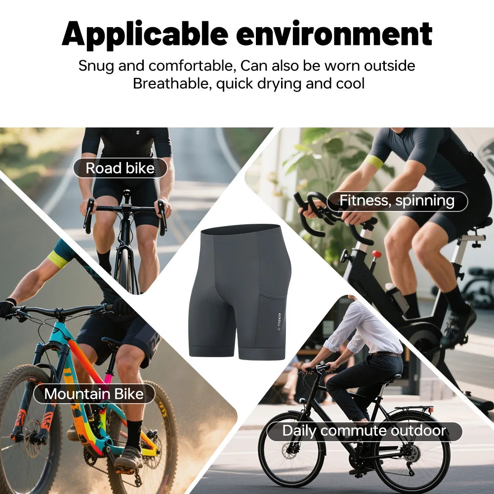 X-TIGER Premium Road Bike Shorts With 5D Gel Pads Men's Cycling Shorts With Zippered Pockets Breathable Outdoor Cycling Gear Oasis Select