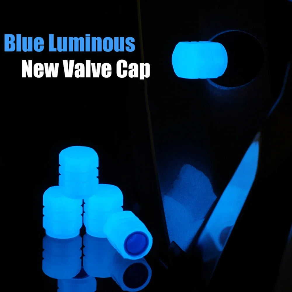 Blue Luminous Valve Cap Plastic ABS Luminous Tire Valve Cover Tires Accessories Tyre Stem Covers Applicable Car Motorcycle Bike Oasis Select