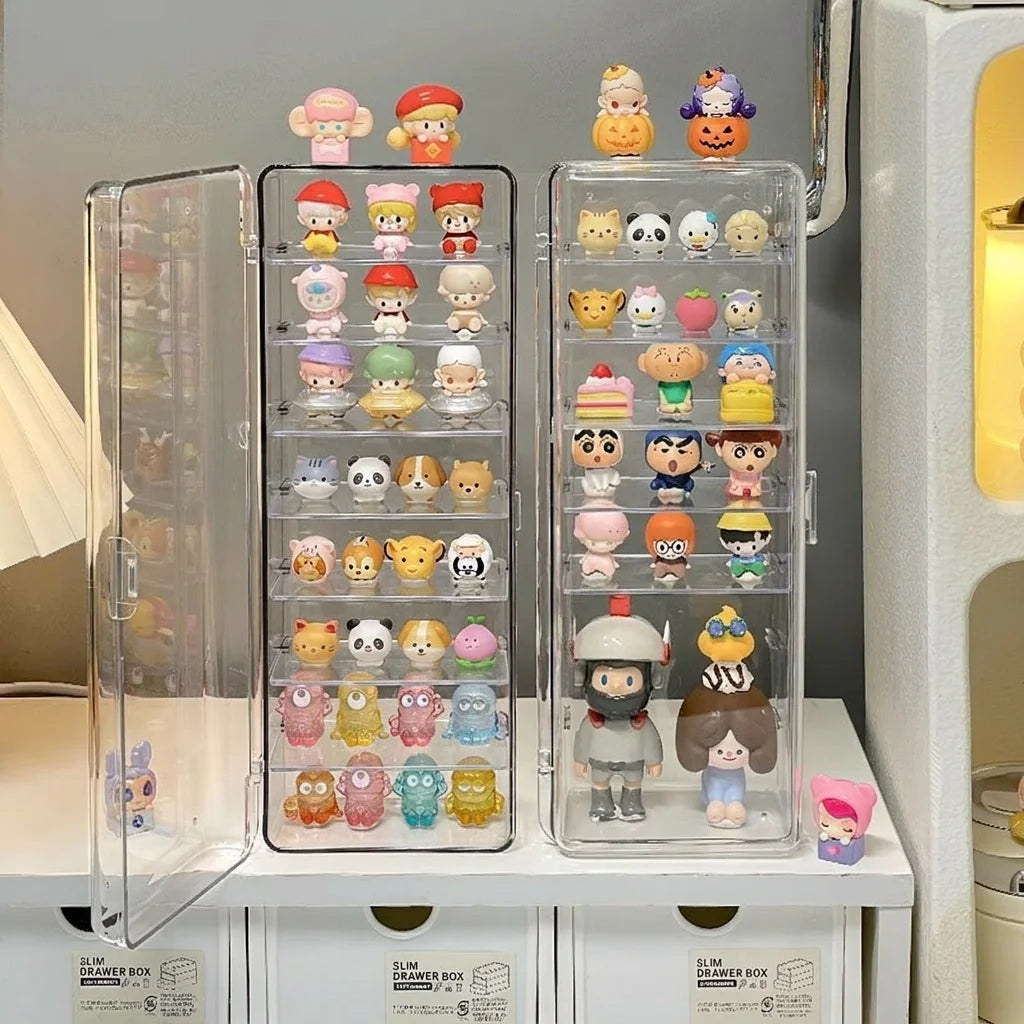 Transparent 8-Grid Display Storage Box with Detachable Dividers Dustproof Organizer for Mini Figurines Blind Boxes Oasis Select