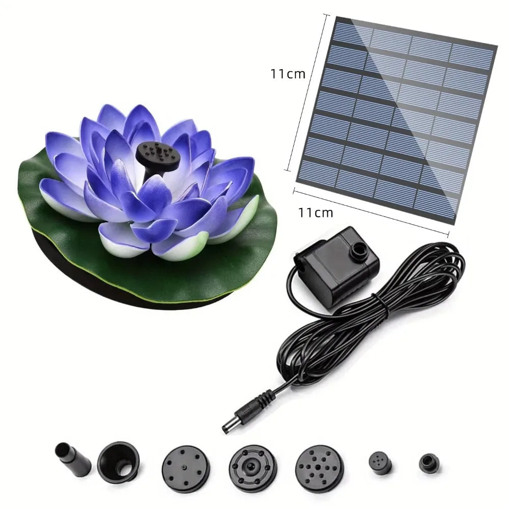 Solar Water Fountain,Floating Mini Lotus Water Pump/Pond Pump,Perfect DIY Pond Decoration DIY Bird Bath,1.2W Waterfall Fountain Oasis Select Purple
