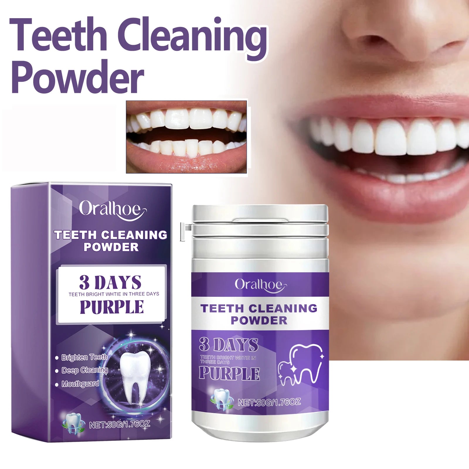 Teeth Whitening Powder Dental Plaque Satin Removal Teeth Bleaching Protect Gum Improve Bad Breath Oral Hygiene Care Product Oasis Select