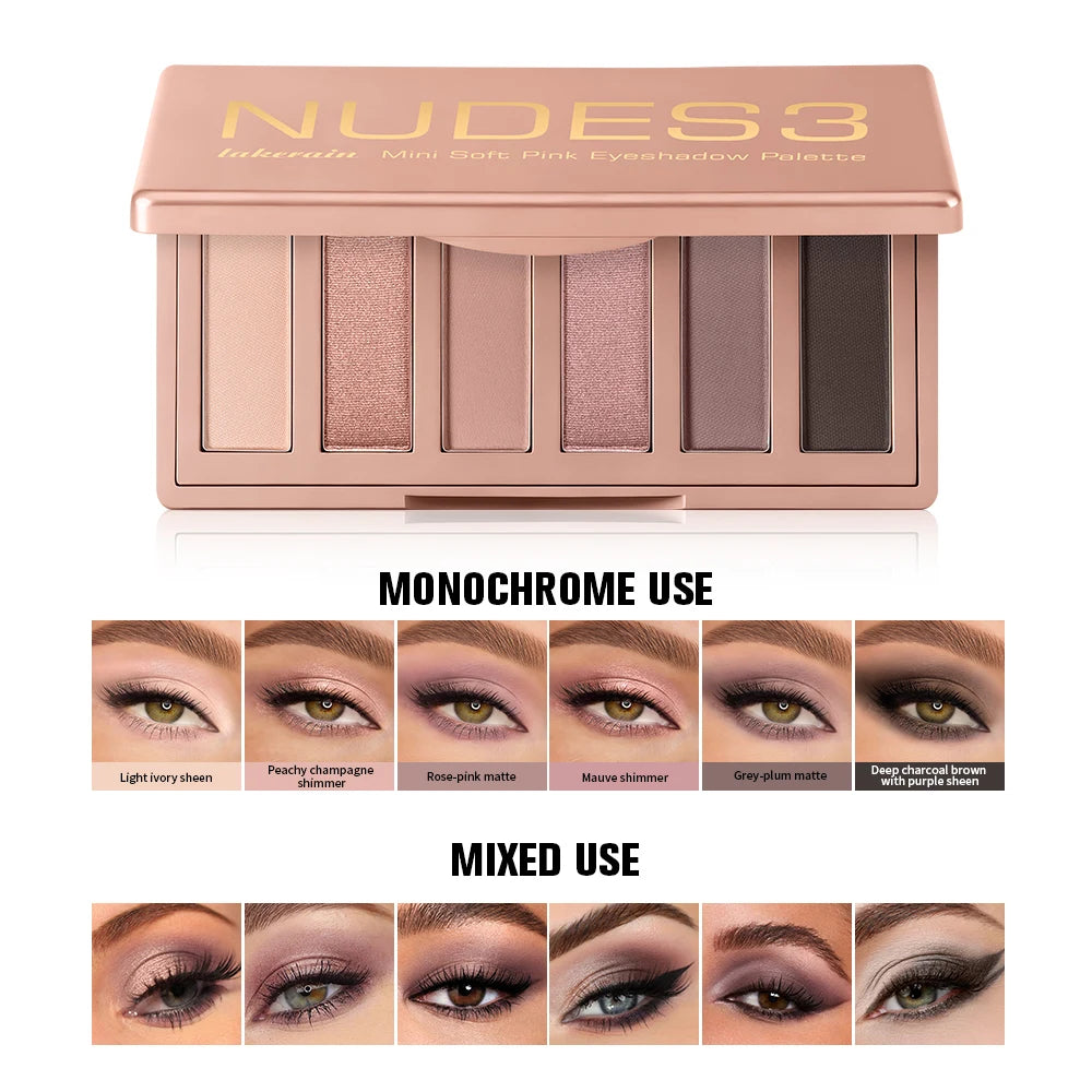 Mini Soft Pink Eyeshadow Palette Long Lasting All-Day Wear Brighten Eyes Matte & Shimmer Shadow Smooth Texture Eyeshadow Palette Oasis Select