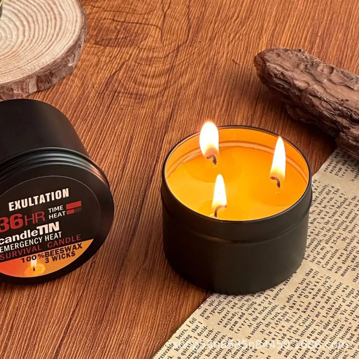 Candles for Power Outages Wax Candle with Jar 36 Hours Long Burning 3-Wick Light Source Gear for Home Preparedness and Outdoor Oasis Select