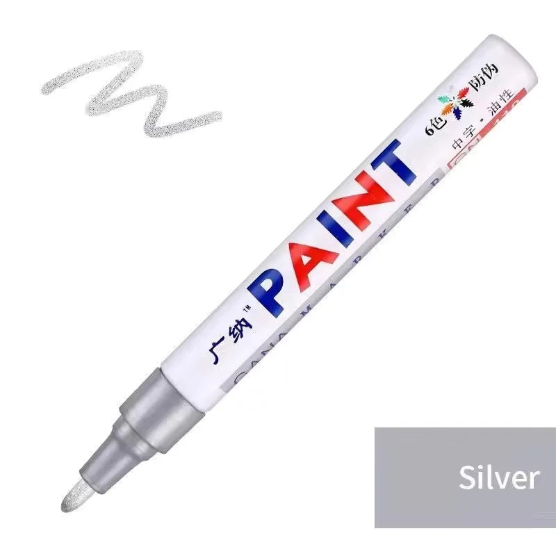 1pcs Permanent Waterproof Paint Marker Pen Car Tyre Rubber Tread Graffiti Artist Paintbrush School Office Supply Stationery Oasis Select Silvery