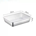 Stainless Steel Fresh-keeping Box Fruit Plate Vegetable Preparation Plate Refrigerator Storage Outdoor Bento Picnic with Lid Oasis Select White cover-3pc