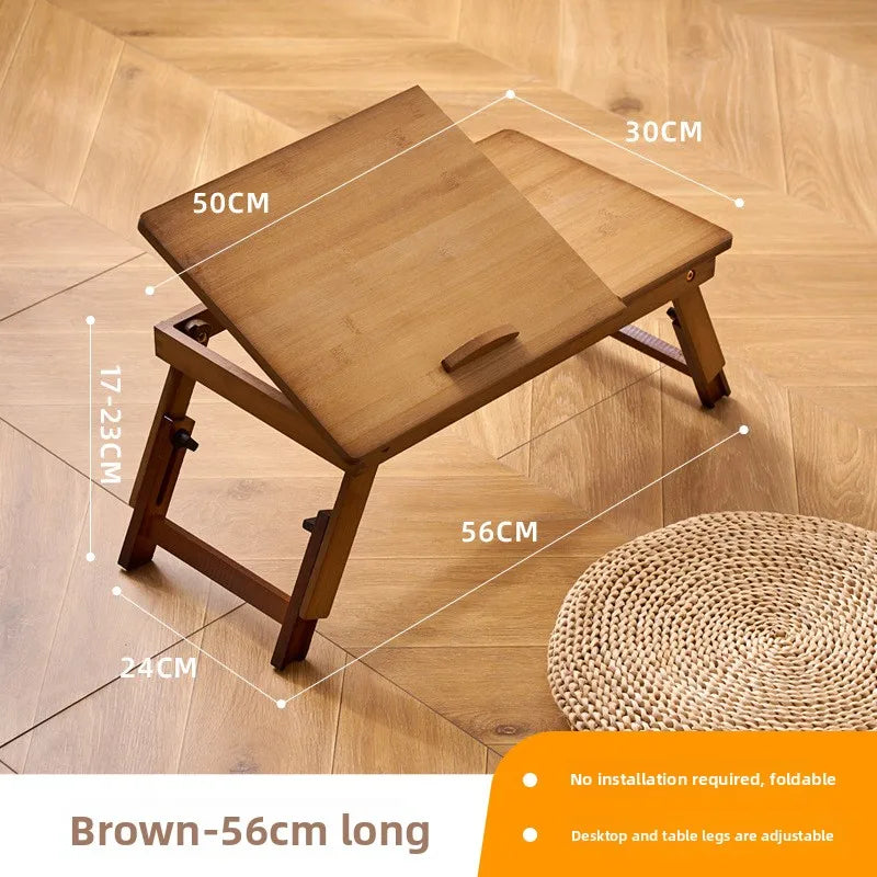 Installation-free folding bed upper table solid wood computer table bedroom home study table notebook bay window bed small table Oasis Select Brown Small