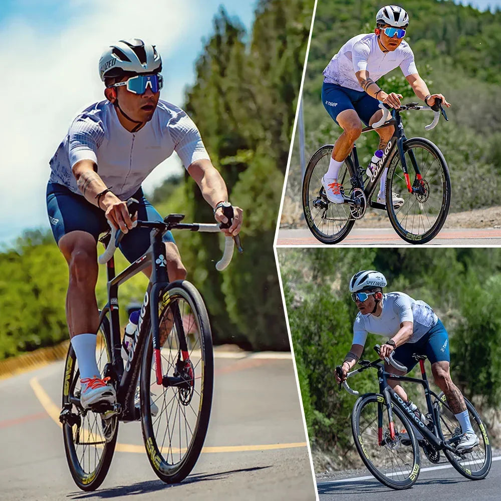 X-TIGER Professional Cycling Jersey Summer Breathable Sports Short Sleeve Shirt Men's TMB Road Bicycle Clothes Racing Jersey Oasis Select