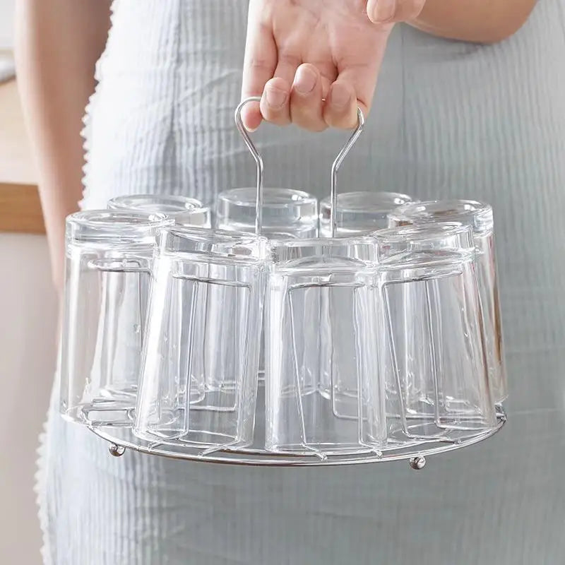 Hanging Cup Rack – Dustproof Tea & Glass Cup Drainer Storage