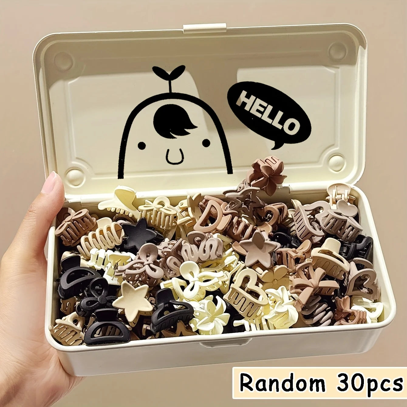 10/20/30pcs Mini Hair Clips Set – Beige Neutral Tones, Mixed Styles for Everyday, Travel & Gifting Oasis Select Random style 30pcs
