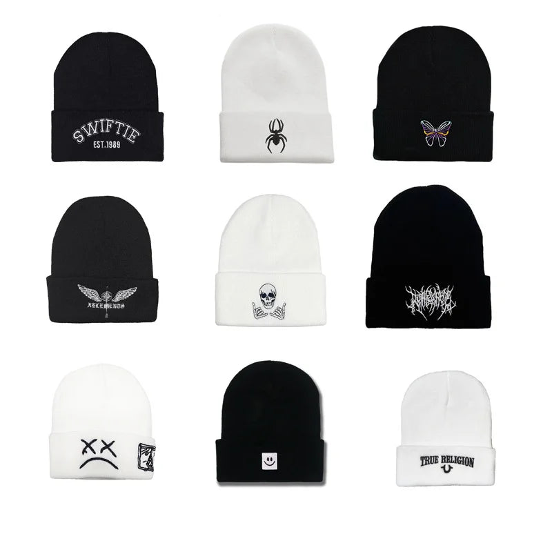 Alphabet Skull Wings Embroidered Hat Cold Hat Guapi Hat Love Embroidered Pure Acrylic Hat Trendy Brand Oasis Select