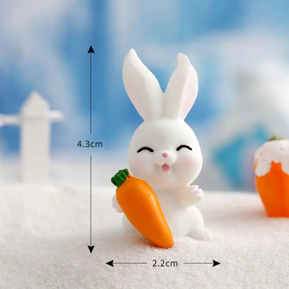 Snowman Bunny Resin Figurine | Micro Landscape Christmas Ornament