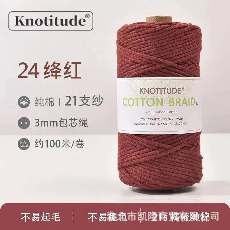 Macrame Braid Cotton Cord 109Yards Pure Rope Bracelet Knots DIY Craft