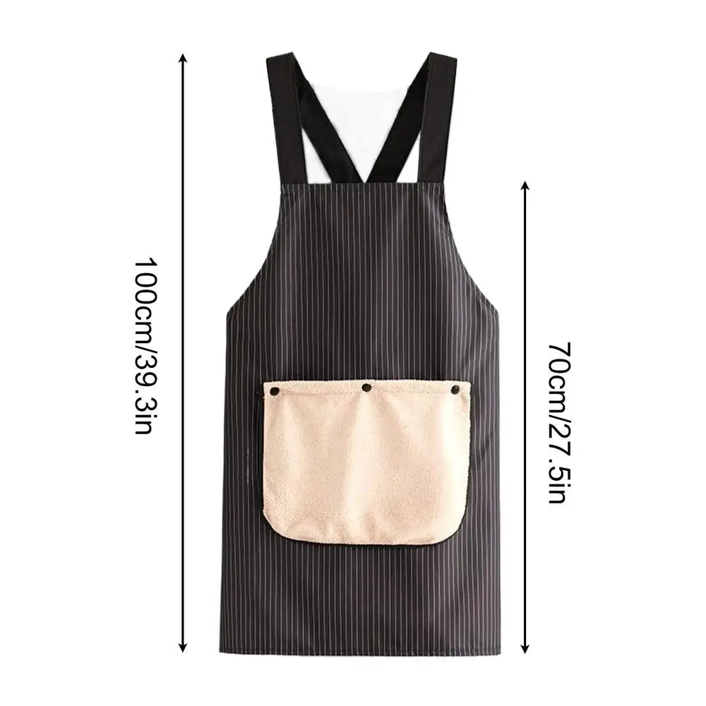 Kitchen Apron SWaterproof leeveless Cross Back Restaurant Uniform with Removable Hand Towel Anti-fouling Cooking Baking Bibs Oasis Select Black