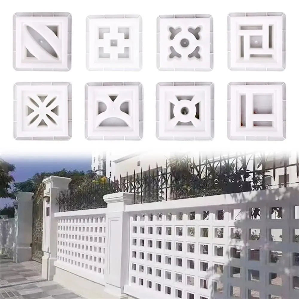 Plastic Hollow Brick Mold 20*20*6cm Square Wall Brick Mould 3D Carving Anti-Slip Cement Antique Brick Mold Garden Wall Oasis Select
