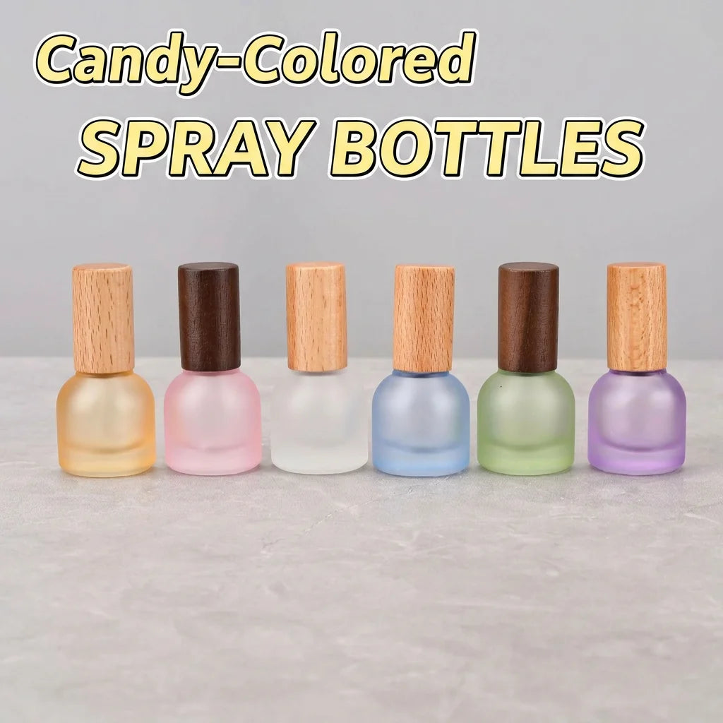 10ml Refillable Perfume Bottle Frosted Glass Spray Bottle Portable Empty Perfume Bottles With Wooden Cap for Travel Storage Oasis Select
