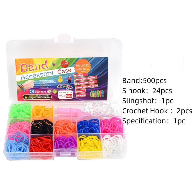 1Set Elastic Rubber Band Refill Loom Bracelet Kit Organizer for DIY Knitting Friendship Craft Girl Kid Creativity Birthday Gift Oasis Select 1