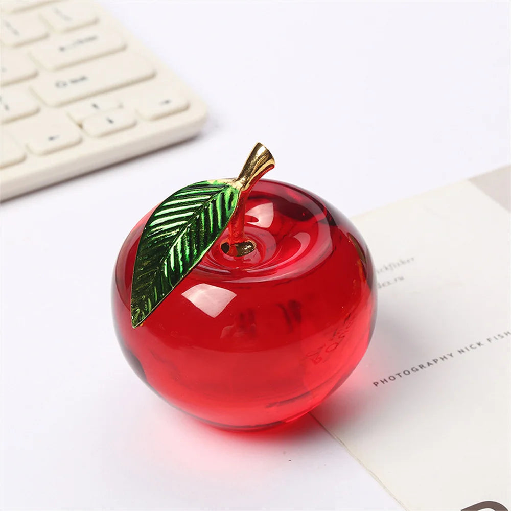 Apple Ornaments Coloured Glaze Decoration Glass Home Decoration Crystal Quartz Purple Red Pink Yellow Lucency Gift Souvenir Oasis Select