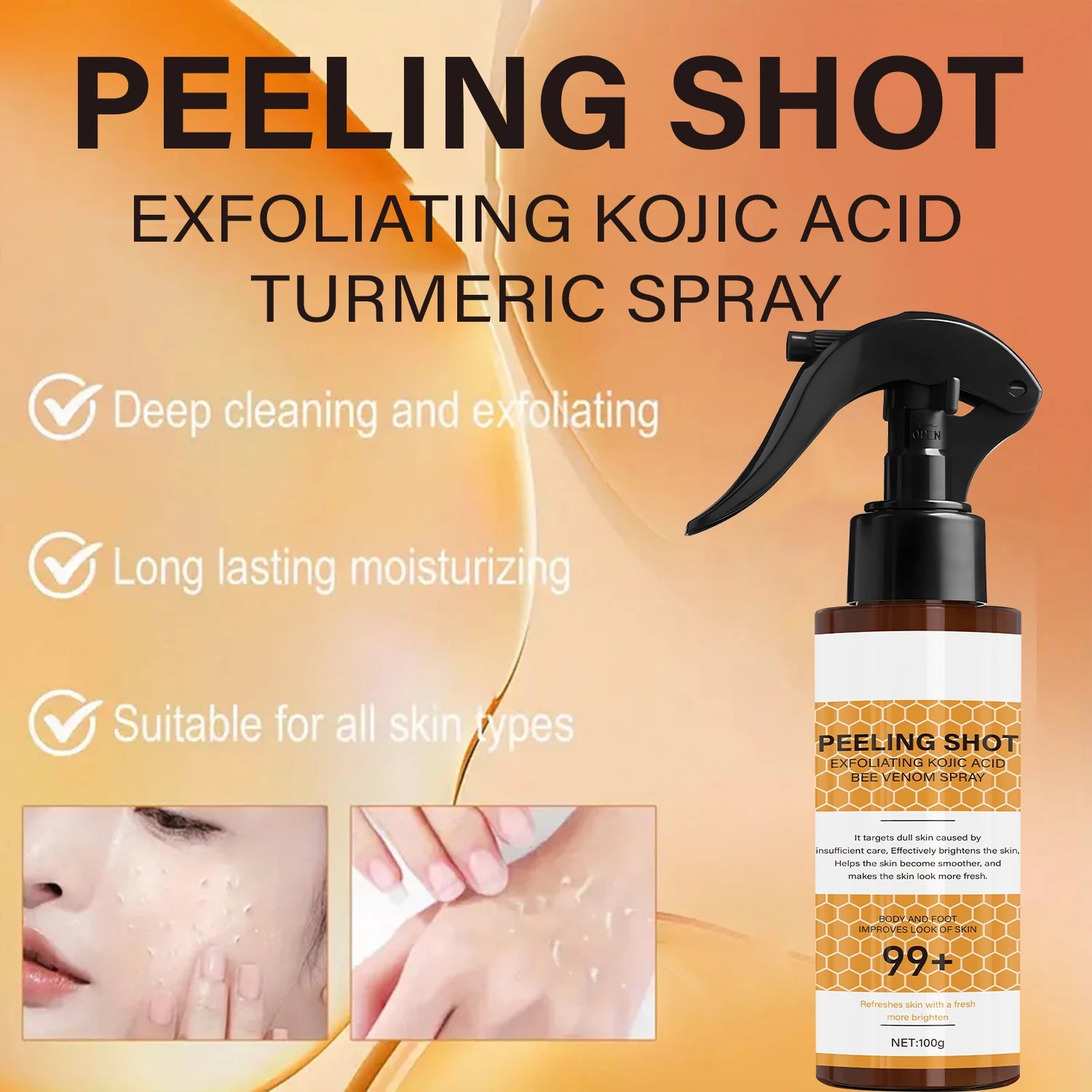 Retinol & Bee Venom Peeling Shot – Exfoliating Moisturizer Facial Peeling Exfoliator Oasis Select